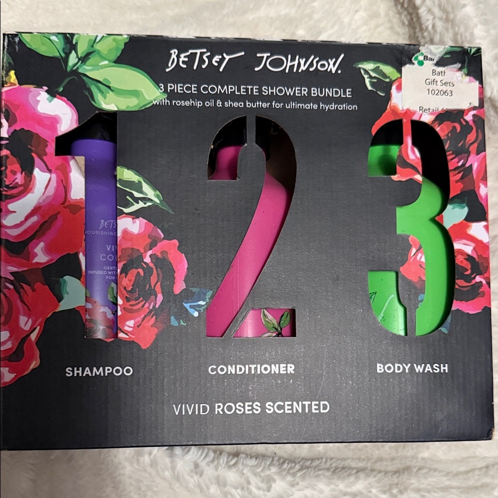 Betsey Johnson Vivid Roses Shower Set - Purple, Pink, Green